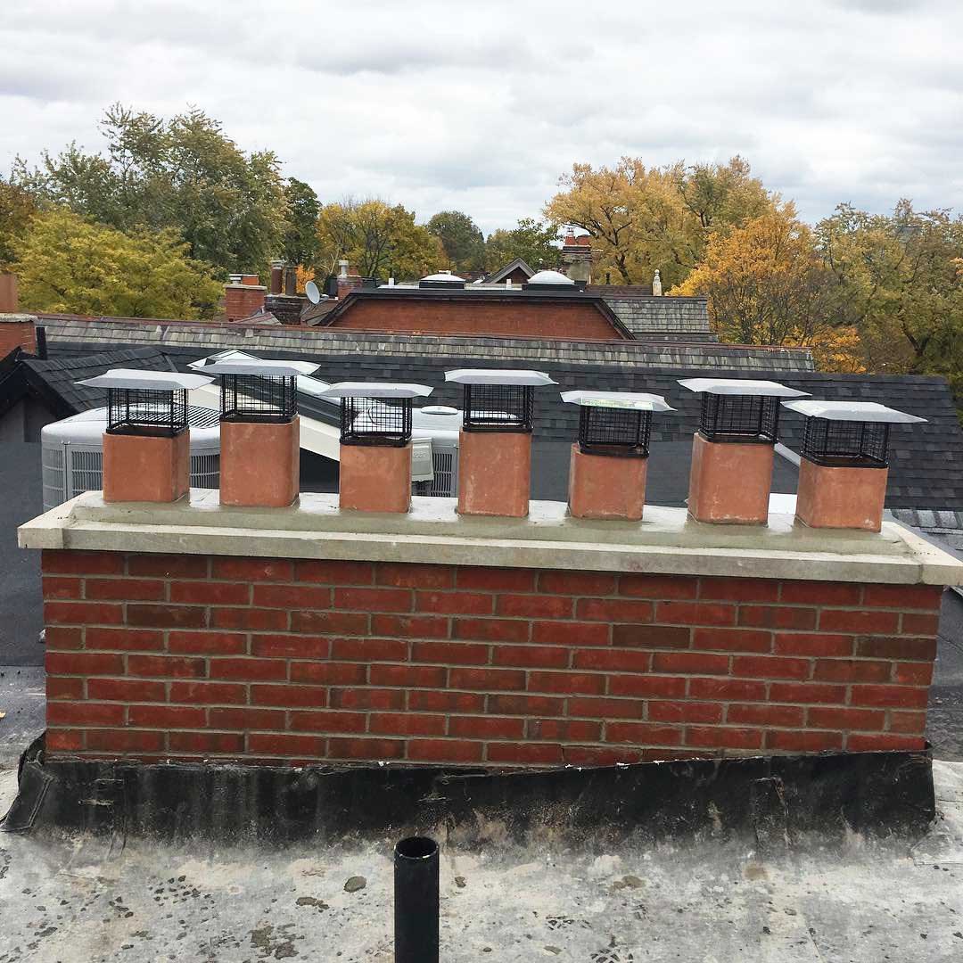 A 7 flue chimney after the rebuild